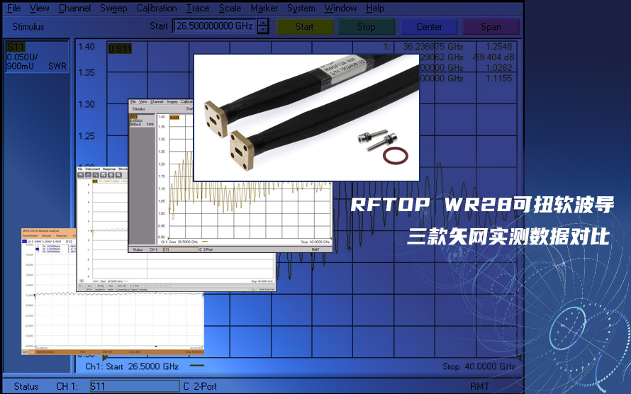 RFTOP WR28可扭软波导三款矢网实测数据对比